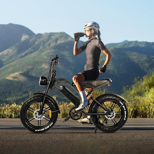 Electric Bike for Adults 750W/1500W Motor 20'' Fat Tire 48V 15AH/30AH Removable Battery 28MPH up to 60 Miles 7 Speed Double Suspension
