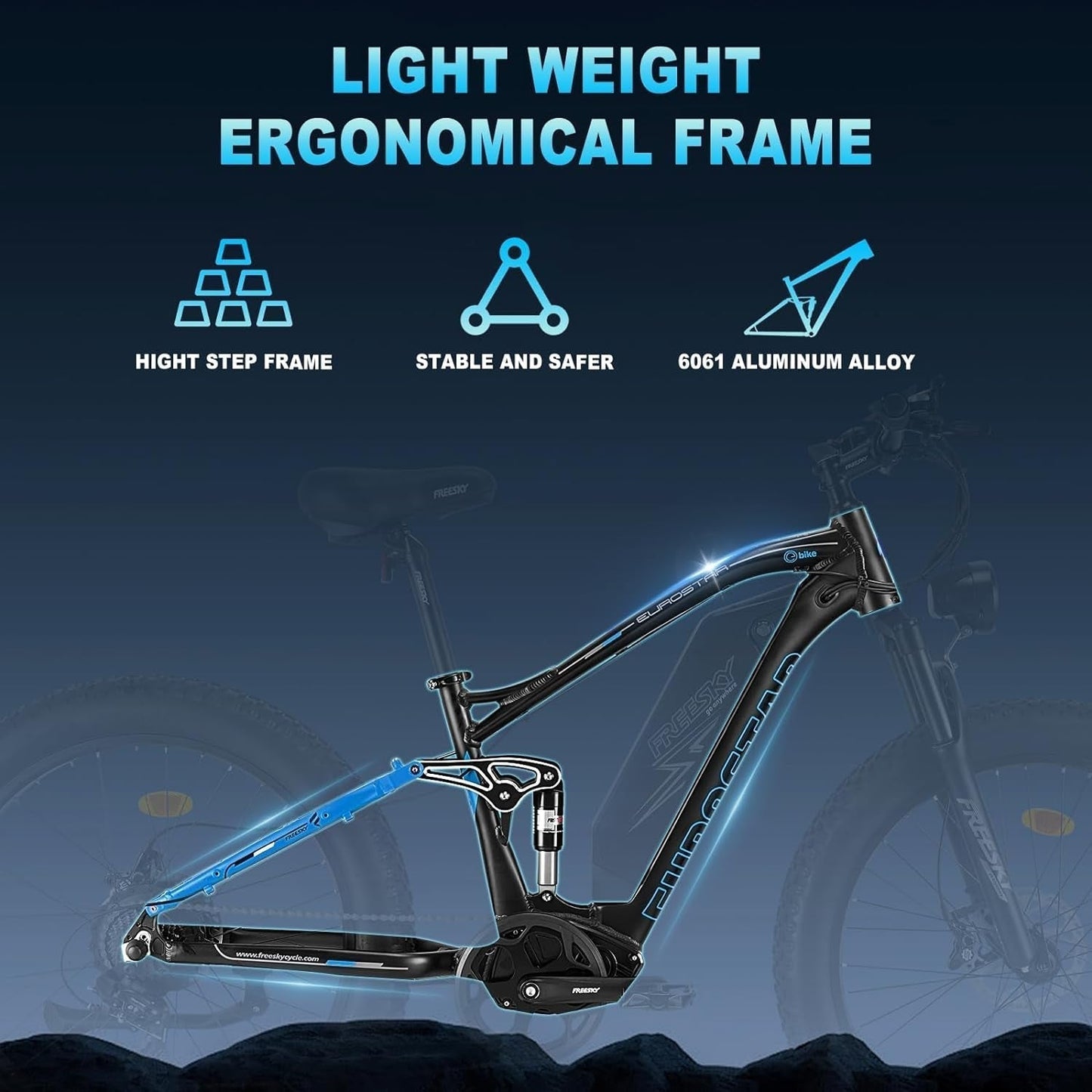 Electric Bike for Adults 1000W/Peak 1500W Ebike 48V 20AH Battery, 26" Fat Tire Full Suspension, 33MPH Shimano-7 Speed off Road Beach Mountain Electric