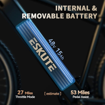 Netuno 27.5" Electric Bike, 500W Bafang Motor, 720Wh Removable Battery, up to 60 Miles, Shimano 7 Speed Gears, Top Speed 22Mph, Mountain Electric Bike