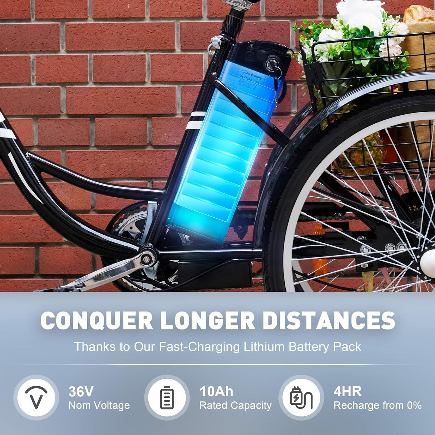 Electric Trike, Electric Tricycle for Adults with UL Tested 36V 10Ah Battery, 250W E Trike with Basket, 3 Wheel Electric Bicycle for Men Women Senior,