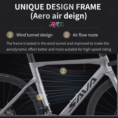 Carbon Road Bike, T800 Carbon Fiber Frame 700C Racing Bicycle with 105 R7000 22 Speed Groupset and Mechanical Disc Brake, Ultra-Light Carbon Bike for