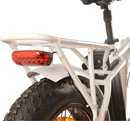 DJ Folding Bike 750W 48V 13Ah Power Electric Bicycle, Pearl White, LED Bike Light, Suspension Fork and Shimano Gear