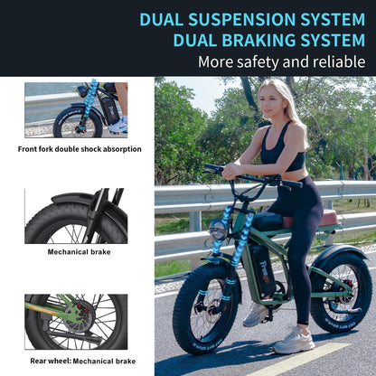 Electric Bike for Adults, 1200W/48V/15Ah, 20X4.0 Fat Tires Ebike Electric Bicycles with Removable Battery, 31MPH & 33Miles,Rear Trunk/Rear/Front Cargo
