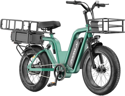 Electric Bike, 48V 30Ah Dual Battery Electric Bicycle, 60 Miles Long Range E-Bike for Adult with 750W Brushless Motor, 5 Speed Gear Pedal-Assisted