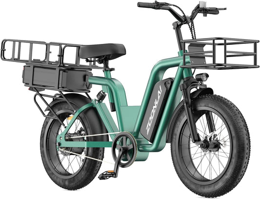 Electric Bike, 48V 30Ah Dual Battery Electric Bicycle, 60 Miles Long Range E-Bike for Adult with 750W Brushless Motor, 5 Speed Gear Pedal-Assisted