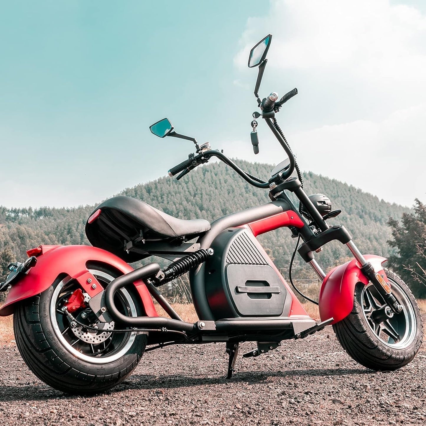 DOT Approved M8 Electric Motorcycle for Adults, 37MPH 2000W Motor 60V 30Ah Lithium Battery 40 Miles Range, Vacuum Tires Full Suspension Dual Hydraulic