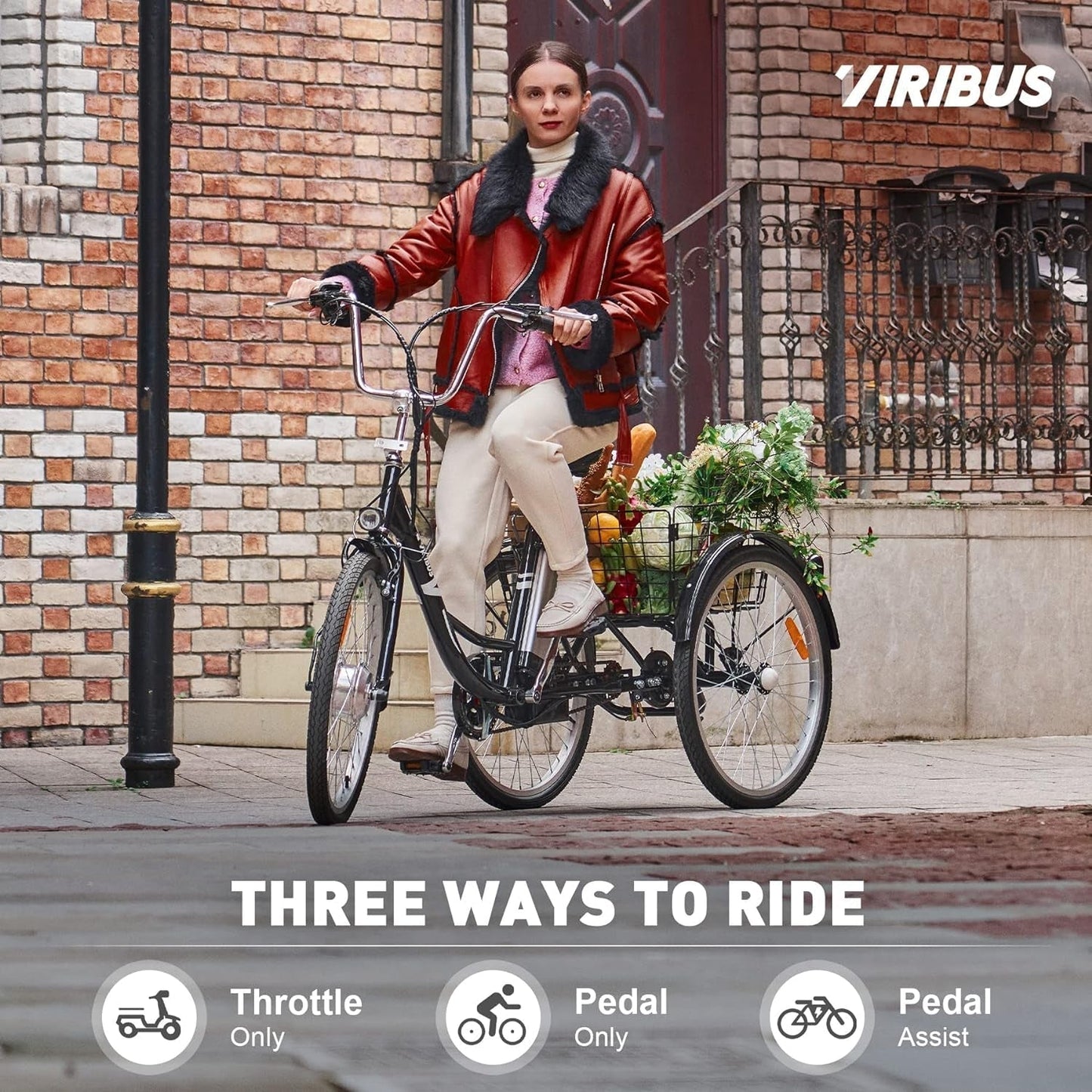 Electric Trike, Electric Tricycle for Adults with UL Tested 36V 10Ah Battery, 250W E Trike with Basket, 3 Wheel Electric Bicycle for Men Women Senior,