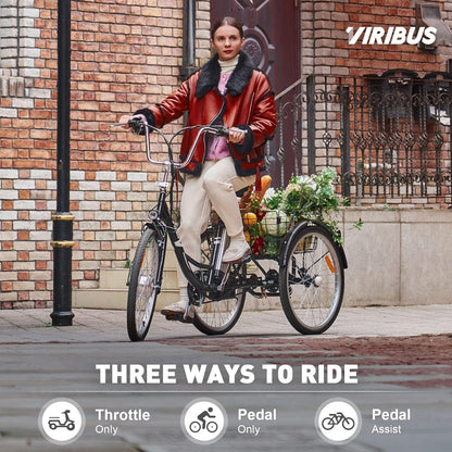 Electric Trike, Electric Tricycle for Adults with UL Tested 36V 10Ah Battery, 250W E Trike with Basket, 3 Wheel Electric Bicycle for Men Women Senior,