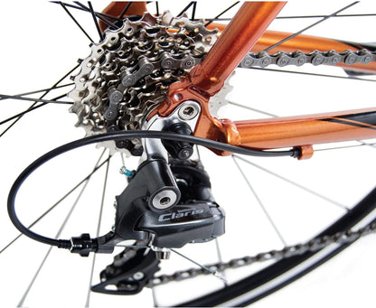 Imola Endurance Aluminum Road Bike, Shimano Claris R2000, 24 Speeds, Black, White, Burnt Orange