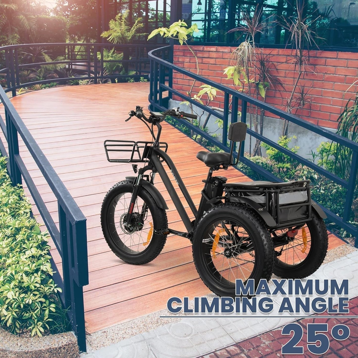 Electric Trike for Adults, 3 Wheel Motorized Bicycle with Big Wheels, Long Range Adult Tricycle up to 40 Miles, Foldable Three Wheel Bikes, 750W Motor