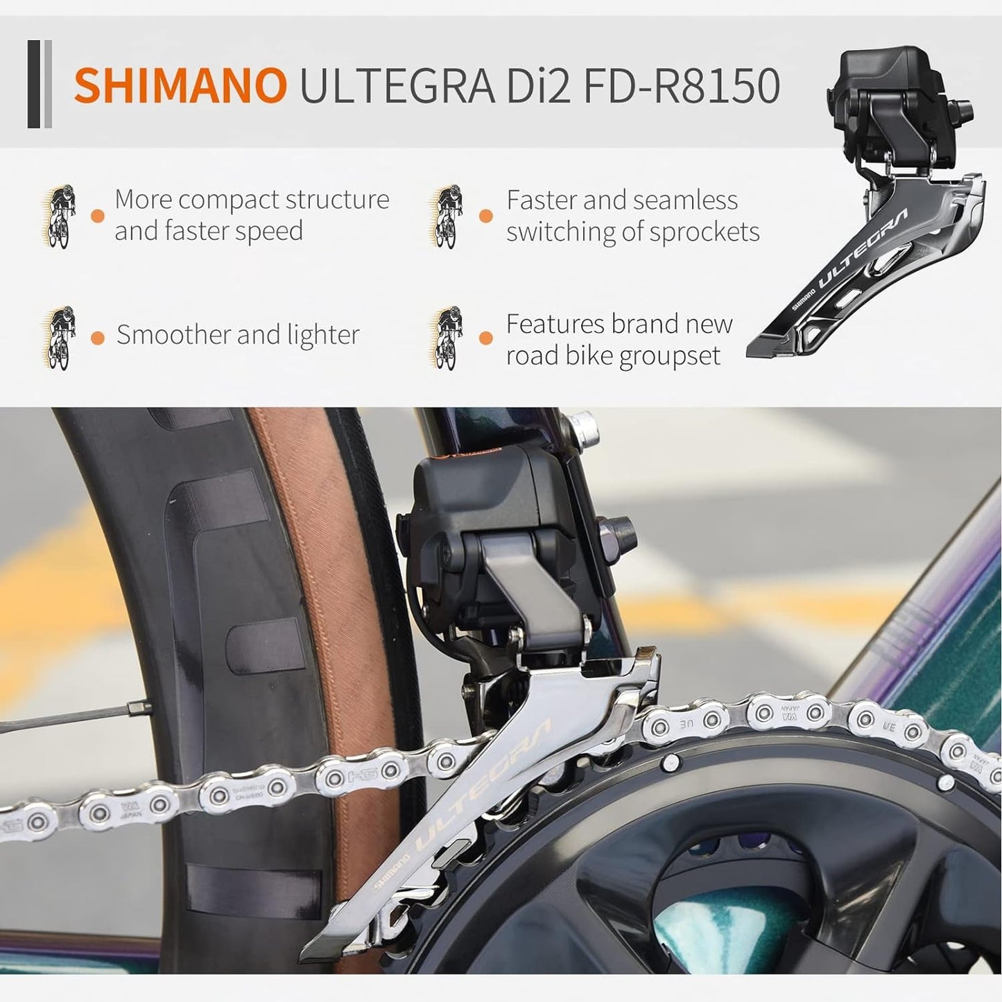 Carbon Road Bike, 24 Speeds Shifting Road Bicycle with Ultegra Di2 8170 Groupset, T1000 Full Carbon Race Bike with Carbon Frame and Carbon Wheelset.