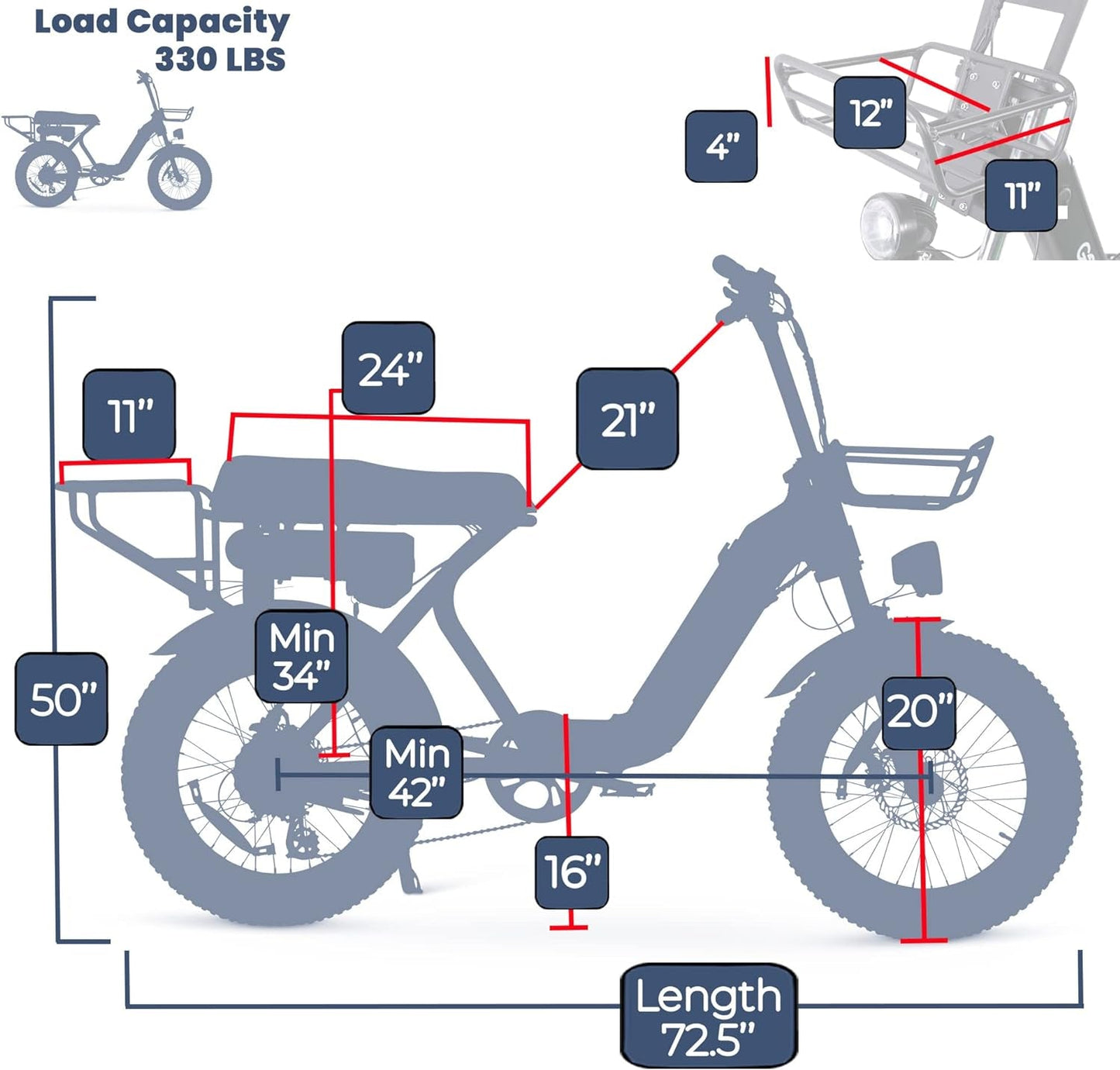 Electric Bike, Foldable Electric Bike for Adults, Moped Style 20"X4" Fat Tire Electric Bike, Dual Removable Battery, up to 110 Miles Long Range
