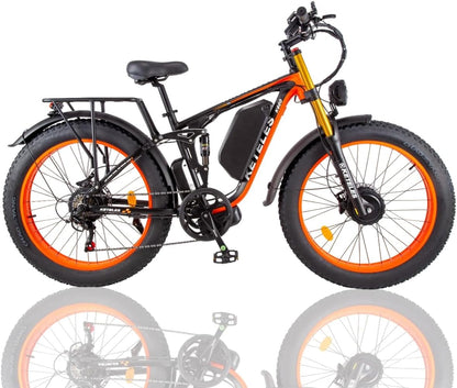 KETELES K800 Pro 2000W Dual Motor Electric Bike 48V 23AH Battery Front and Rear Shock Absorbers 7-Speed, Hydraulic Disc Brake, 26"X4.0" Inch Fat Tires