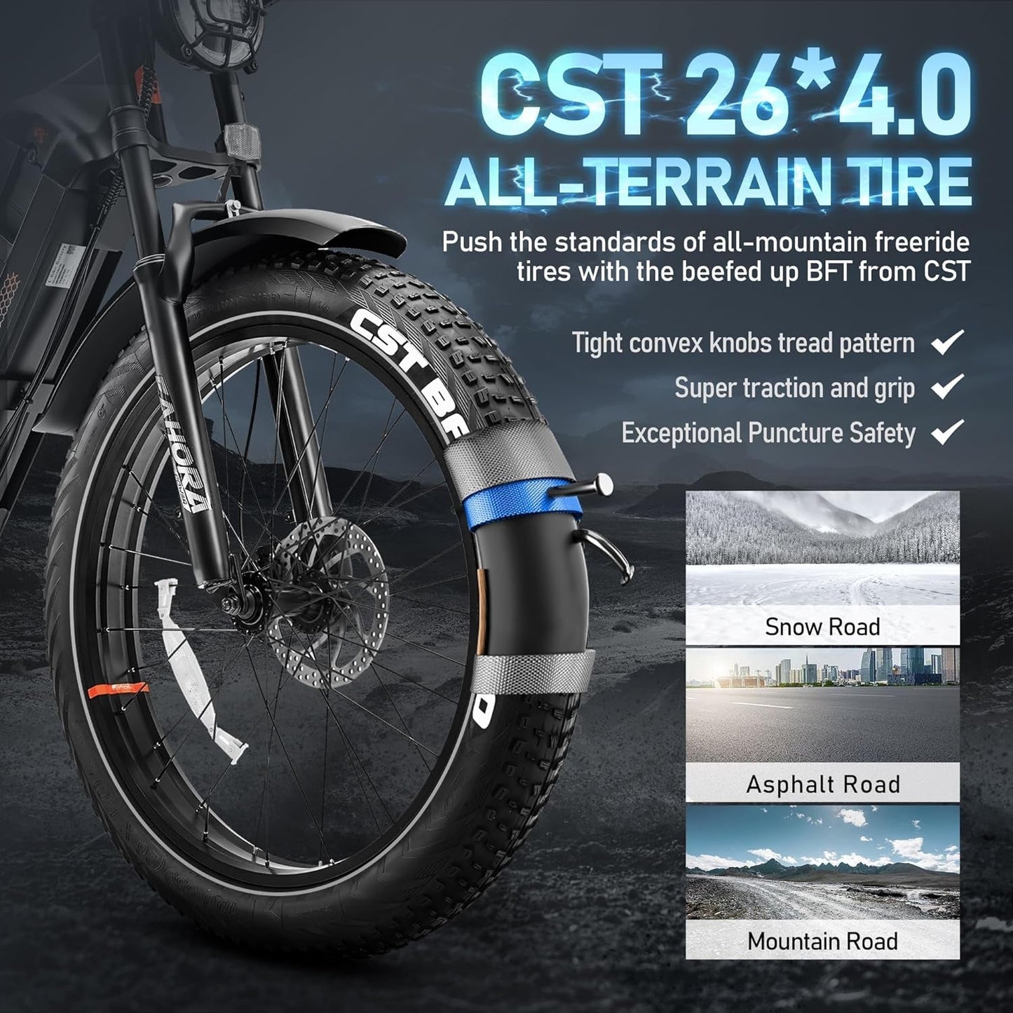 Romeo/Romeo Pro [Upgraded] Electric Bike for Adults 60Ah 100-200Miles Long Range Ebikes 26" Fat Tire Electric Mountain Bike Full Suspension Ebike Dual