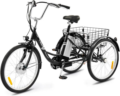 Electric Trike, Electric Tricycle for Adults with UL Tested 36V 10Ah Battery, 250W E Trike with Basket, 3 Wheel Electric Bicycle for Men Women Senior,