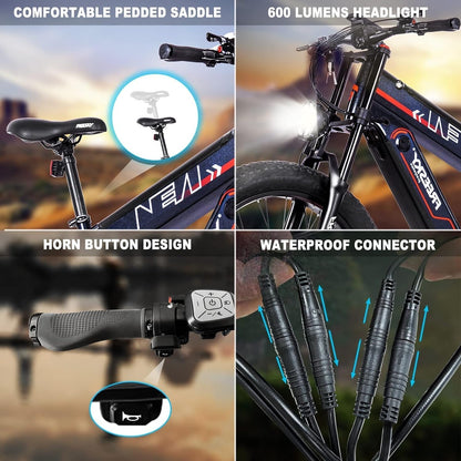 35MPH Electric Bike for Adults, 1000W BAFANG Motor(Peak 1600W) 27AH Dual Battery 26”Fat Tire Mountain E-Bikes Full Suspension Long Range Ebike