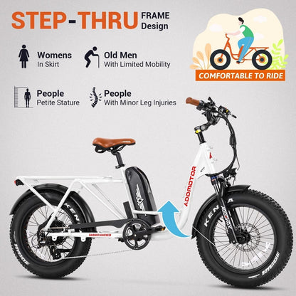 M-81 Electric Bike for Adults,750W 105 Miles, 48V 20AH Removable Samsung Battery UL Certified, Long-Tail Cargo Electric Bicycle, 20"X4" Fat Tire