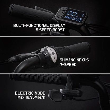 ALPS Folding Electric Bike for Adults-Li-Ion 6.8Ah/350Wh Battery -16" Tire Foldable Electric Bike with Dual Disc Break and Sturmey Archer Electric