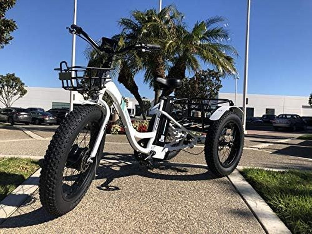 Caddy Pro/Caddy Élecṭrīc Ṭrīcycle 48V 500W Best Élecṭrīc Ṭrīke 24 Inch Fat Tire Eṭrīke 3 Wheel Ébīᴋe Rear Basket Cargo for Heavy Carrying