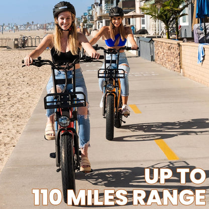 Electric Bike, Foldable Electric Bike for Adults, Moped Style 20"X4" Fat Tire Electric Bike, Dual Removable Battery, up to 110 Miles Long Range