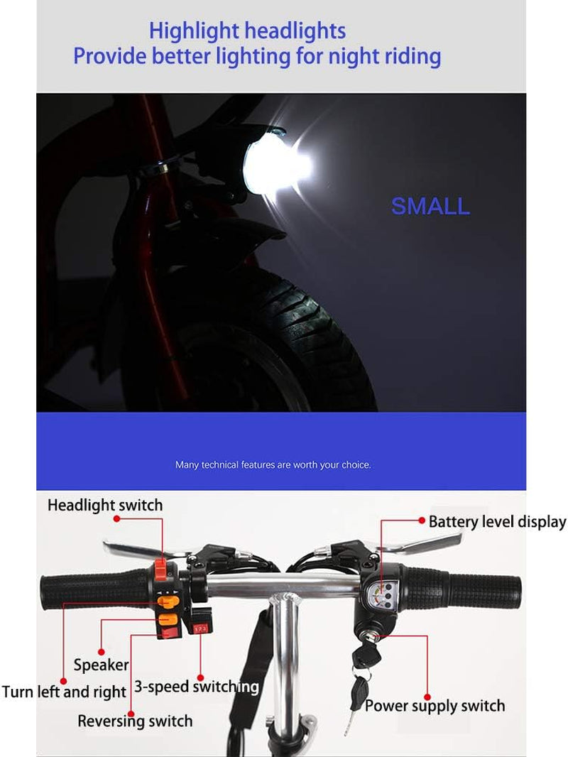Folding Electric Three-Wheel Mobility Scooter Portable Electric Tricycle Power Scooter for Adults/Elderly/Disabled Long Range Driving and Travel