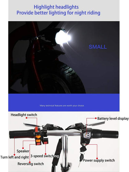 Folding Electric Three-Wheel Mobility Scooter Portable Electric Tricycle Power Scooter for Adults/Elderly/Disabled Long Range Driving and Travel