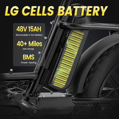 Prado S Electric Bike for Adults 750W BAFANG Motor 48V 15Ah LG Battery E Bike 20" X 4.0 Step-Thru Fat Tire Ebikes for Adults 28MPH Electric Bicycle