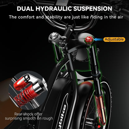 S4 Electric Bike,1000W Motor(Peak Out 1500W) with 48V 25Ah Battery,70+ Miles Long Range, 30Mph Fat Tires Ebike, All-Terrain, Ideal for Commuting,