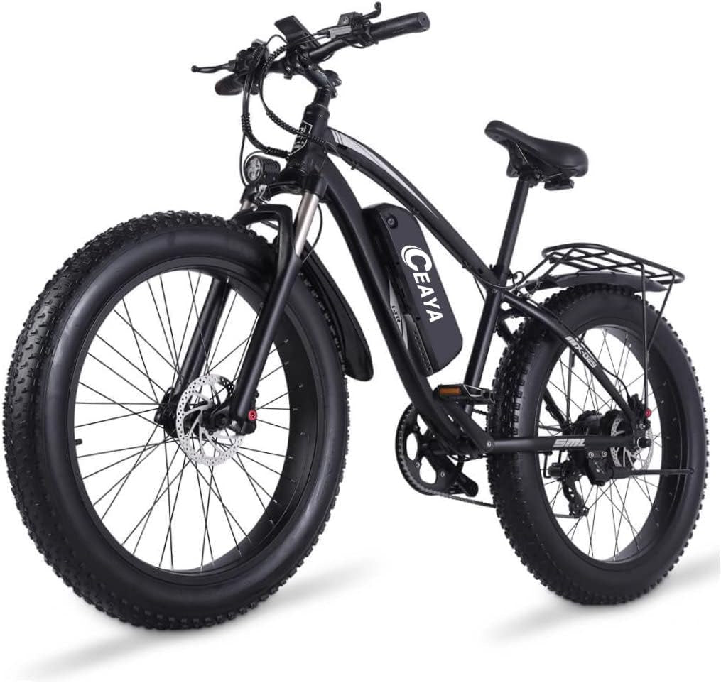 Electric Bike Adults, 26'' 1000W 48V 17Ah Ebike,Fat Tire Electric Bicycle, 7-Speed,Up to 40 Miles,Snow Beach Mountain E Bike