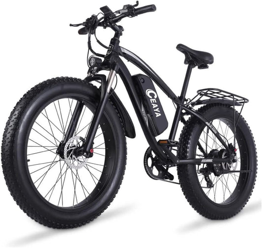 Electric Bike Adults, 26'' 1000W 48V 17Ah Ebike,Fat Tire Electric Bicycle, 7-Speed,Up to 40 Miles,Snow Beach Mountain E Bike