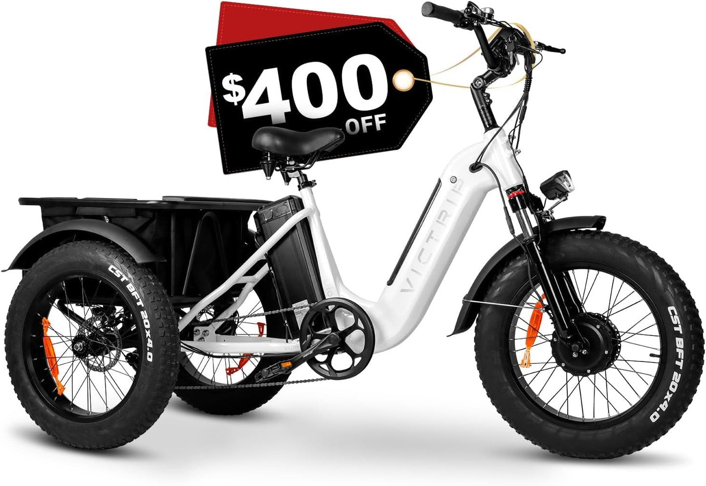 Electric Trike for Adults 100+ Miles Long Range 20" Fat Tire Electric Tricycle 750W 48V 31.5Ah Removable Dual Battery 3 Wheel Electric Bicycle with