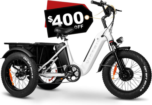 Electric Trike for Adults 100+ Miles Long Range 20" Fat Tire Electric Tricycle 750W 48V 31.5Ah Removable Dual Battery 3 Wheel Electric Bicycle with