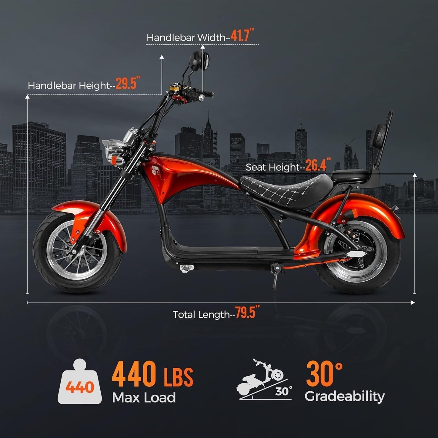 M1 2 Seat Electric Motorcycle for Adults, 37MPH 2000W Motor 60V 30Ah Lithium Battery 40 Miles Range, Full Suspension Dual Hydraulic Brakes, Commuting