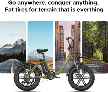 L20 750W Electric Bike for Adults Women - 20" Fat Tire Step-Thru E-Bike with 48V 13AH Battery, Shimano 7-Speed, Dual Shock Absorber - Perfect for