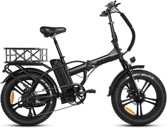 Rattan 750W Electric Bike for Adults 48V 13AH Removable Battery Foldable Electric Bikes LM/LF Pro Ebike 20" X 4.0 Fat Tire Electric Bicycles 2 Seater