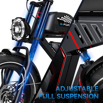 ZM Electric Bike with 750W Motor,20" X 4" Fat Tires Electric Bicycle for Adults with 48V 40Ah/20Ah Removable Battery 28 MPH Shimano 7 Speed System,
