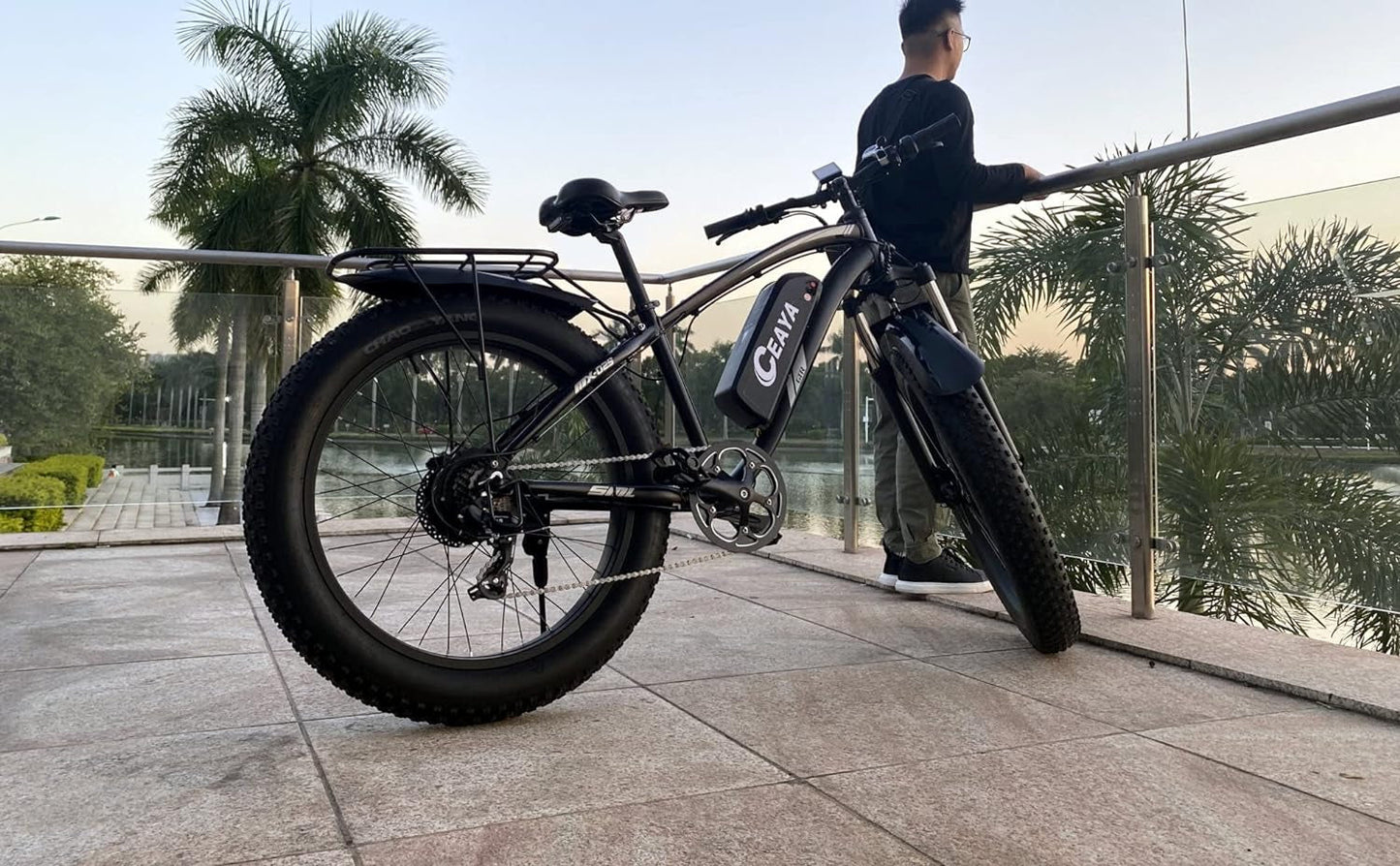 Electric Bike Adults, 26'' 1000W 48V 17Ah Ebike,Fat Tire Electric Bicycle, 7-Speed,Up to 40 Miles,Snow Beach Mountain E Bike