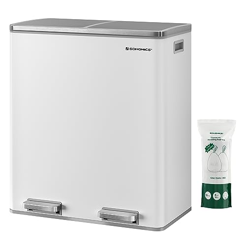 SONGMICS Dual Rubbish Bin, 2 x 30L Recycling Bin