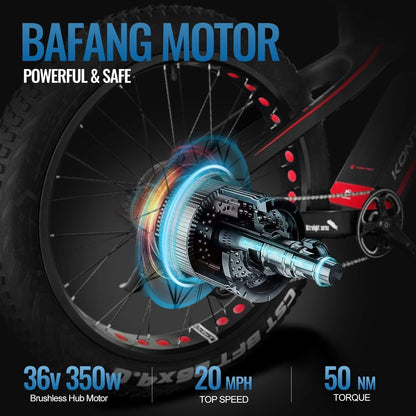 Electric Bikes Carbon Fiber Ebike for Adults 750W 25MPH, 48V/13Ah Removable Battery, 26'' Fat Tire Ebike Beach Mountain Snow E-Bike Shimano 8-Speed