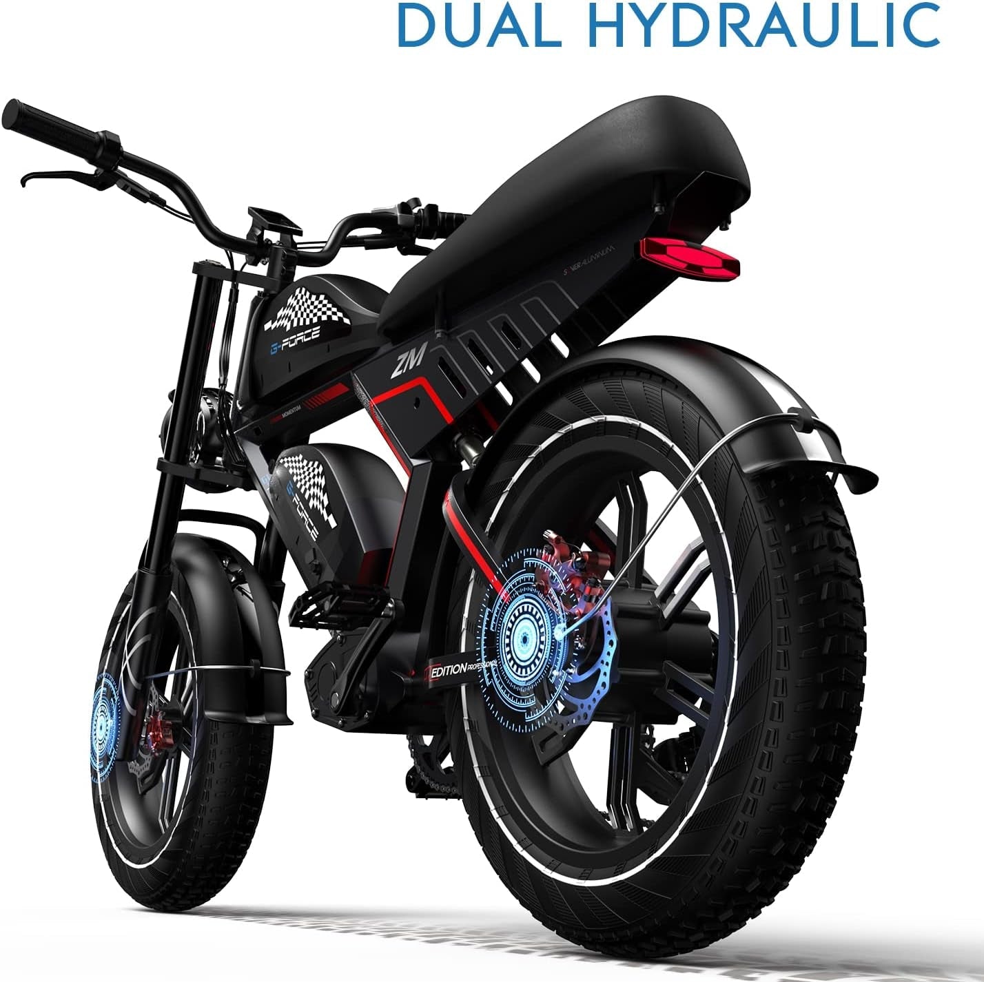 ZM Electric Bike with 750W Motor,20" X 4" Fat Tires Electric Bicycle for Adults with 48V 40Ah/20Ah Removable Battery 28 MPH Shimano 7 Speed System,
