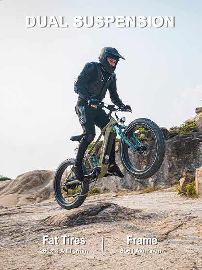 Electric Bike, 750W Electric Bike for Adults, 48V 16AH/25AH Removable Battery, 26" Fat Tire Ebike, 28MPH Electric Mountain Bike, Full Suspension