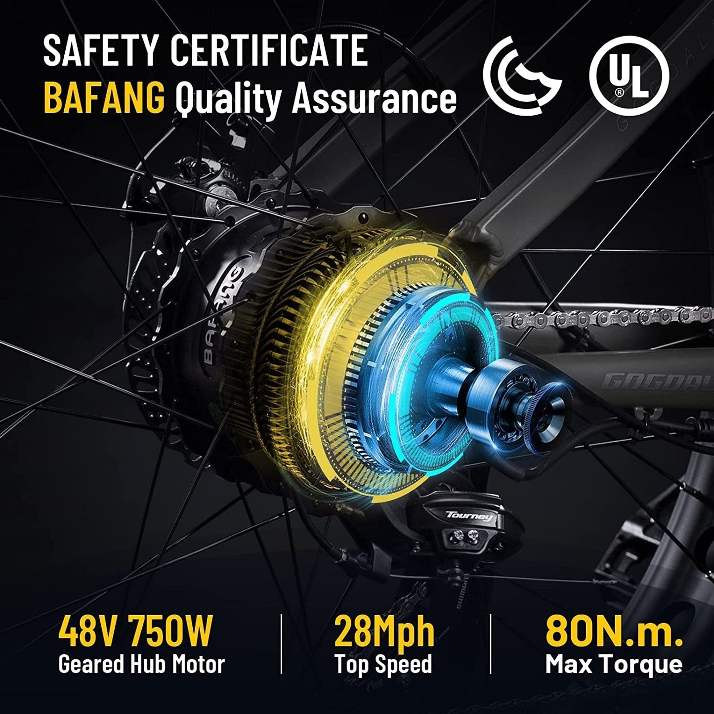 Electric Bike for Adults - 750W BAFANG Motor 48V 15Ah Larger Battery 26'' Fat Tire Ebike 7-Speed Electric Mountain Bike Beach Camping Snow Ebikes