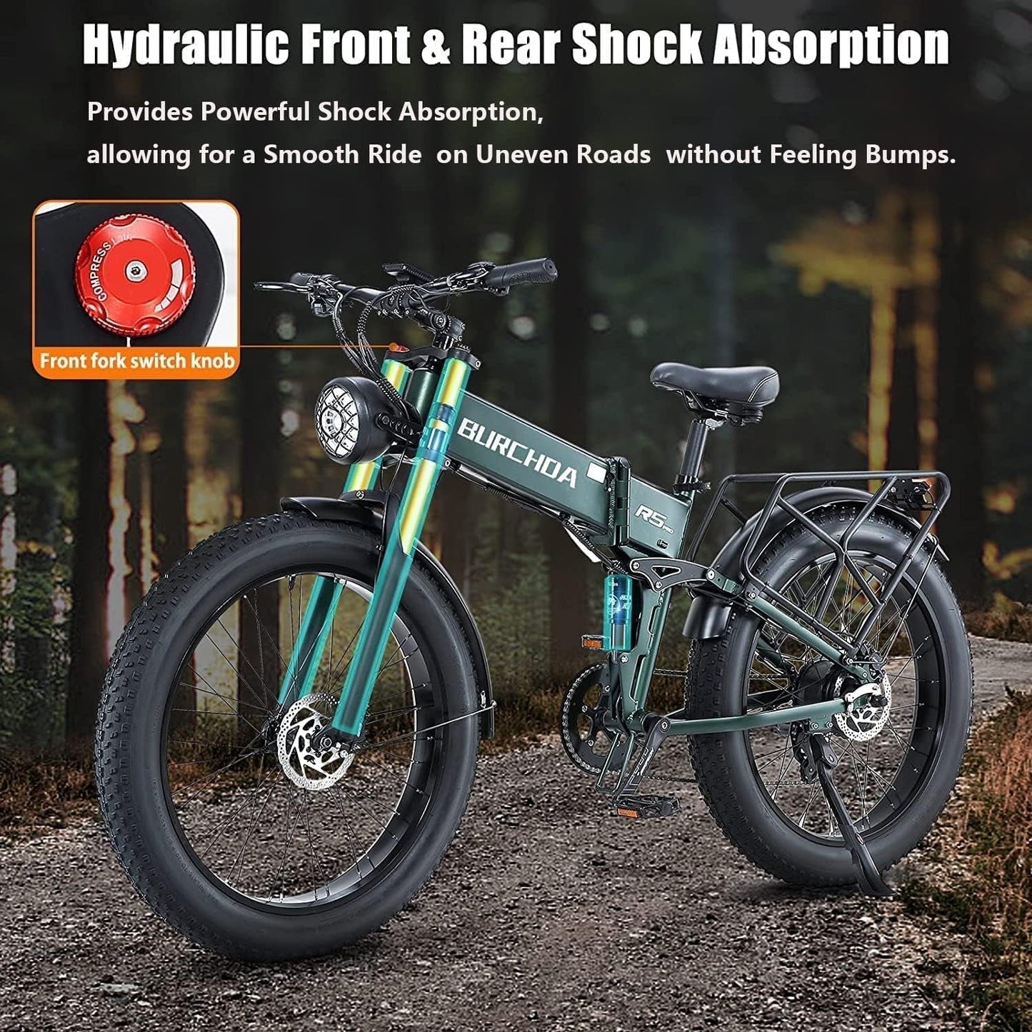 1000W Electric Bike Ebike for Adult 48V 20AH Removable Battery 26"X4"Fat Tire up to 30MPH &75 Miles Long Range off Road Beach Mountain Electric