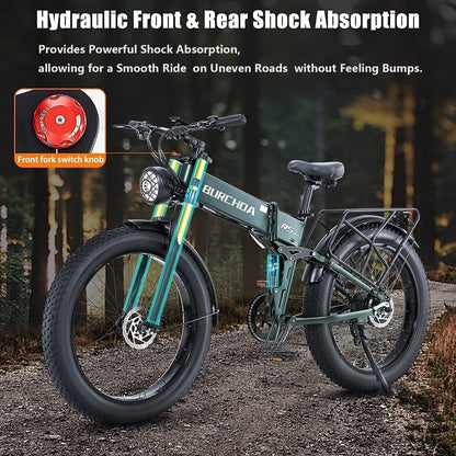 1000W Electric Bike Ebike for Adult 48V 20AH Removable Battery 26"X4"Fat Tire up to 30MPH &75 Miles Long Range off Road Beach Mountain Electric