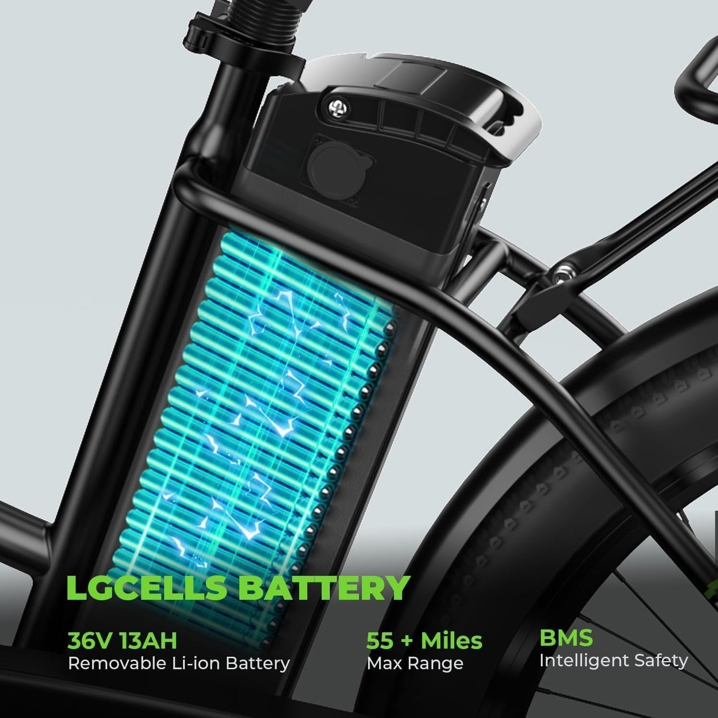 Electric Bike U2, 26" Electric Cruiser Bike 500W Ebike, 20MPH & 55 Miles Electric Bicycle for Adults, Professional 7 Speed and Dual Shock Absorber