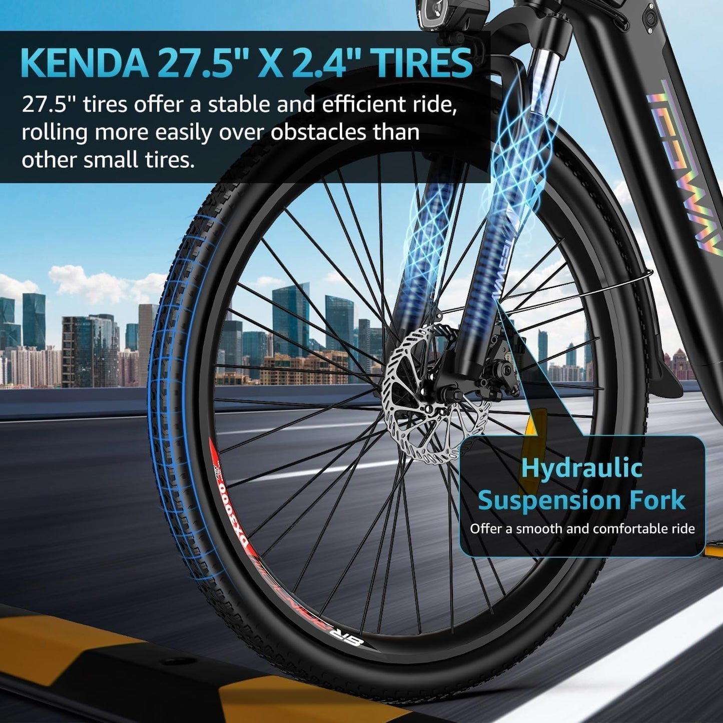 TESWAY 27.5" Electric Bike【Bafang MOTOR】500W/750W Powerful PAS Assisted Ebike【Upgraded ADJUSTABLE STEM】48V 12AH Long Range Ultimate Commuter E-Bike,