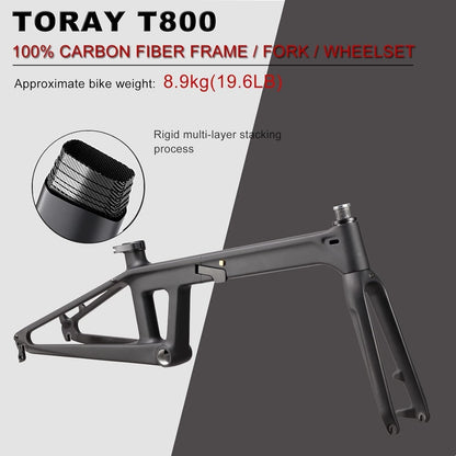 New Upgrade Folding Bike, 20 Inch Carbon Fiber Frame with Carbon Wheelset 9 Speed Mini City Bike Foldable Bicycle for Women Adults Men Ultra-Light
