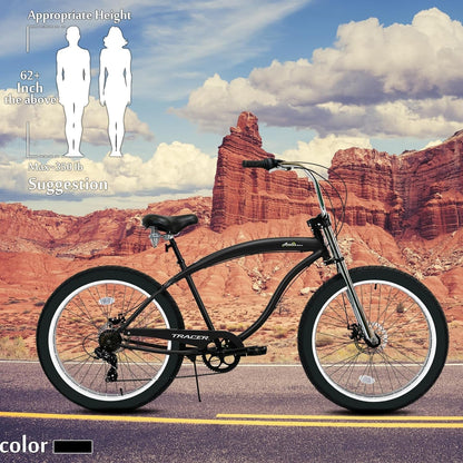 Avalon Beach Cruiser Bike for Adults, 26/29 Inch Wheels, 3.0/4.0 Fat Tire,1/7 Speed, Complete Cruiser Bike.
