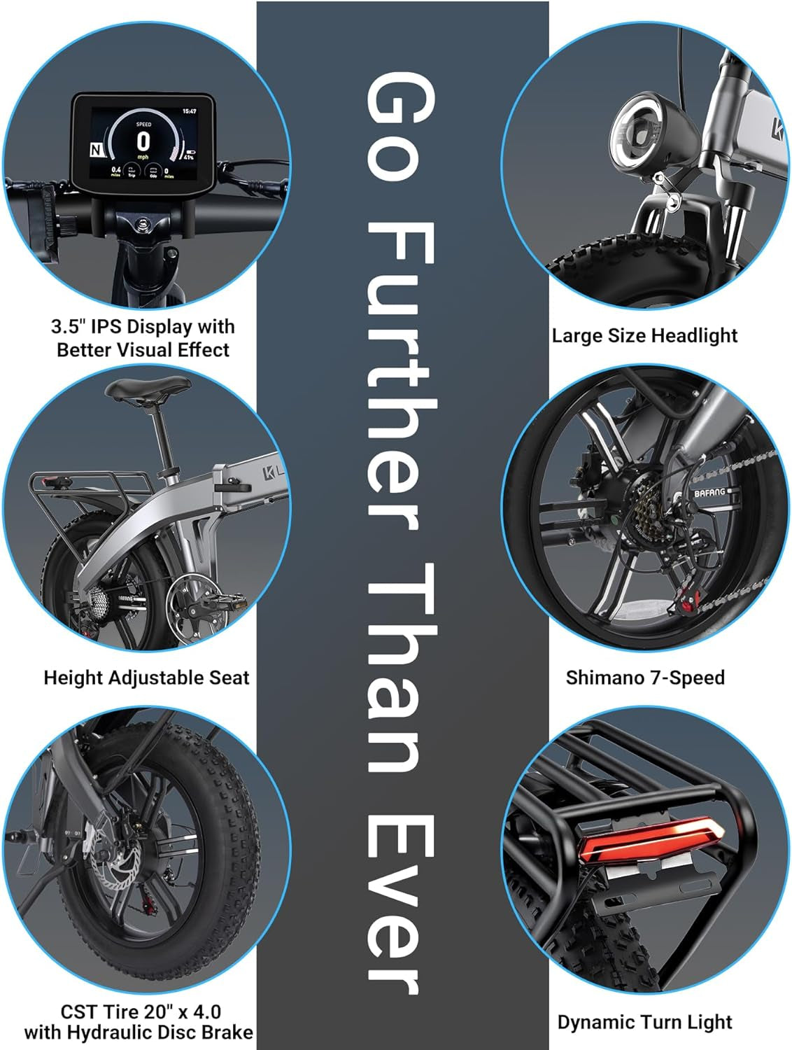 Electric Bike for Adults 1130W Peak BAFABG Motor 30MPH 48V 15AH Battery 60Miles Range Folding E Bikes for Adults Electric Bicycle 20 Inch Fat Tire