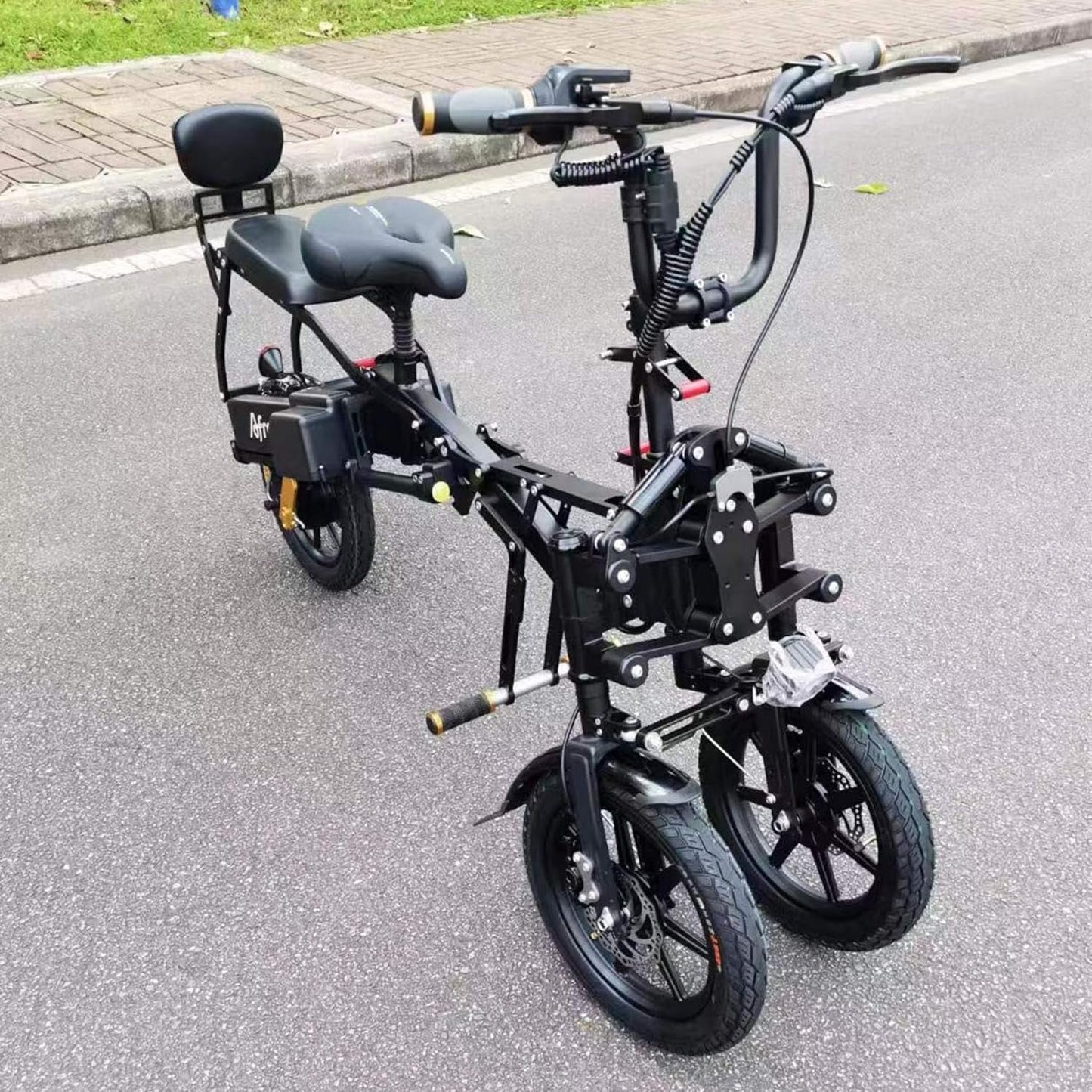 3 Wheel Folding Electric Bicycle Scooter 14" 500W Afreda Official S6 Electric Tricycle Bike 15.6Ah 25MPH Off- Road Balance E Trike with 2 Seats 50KM